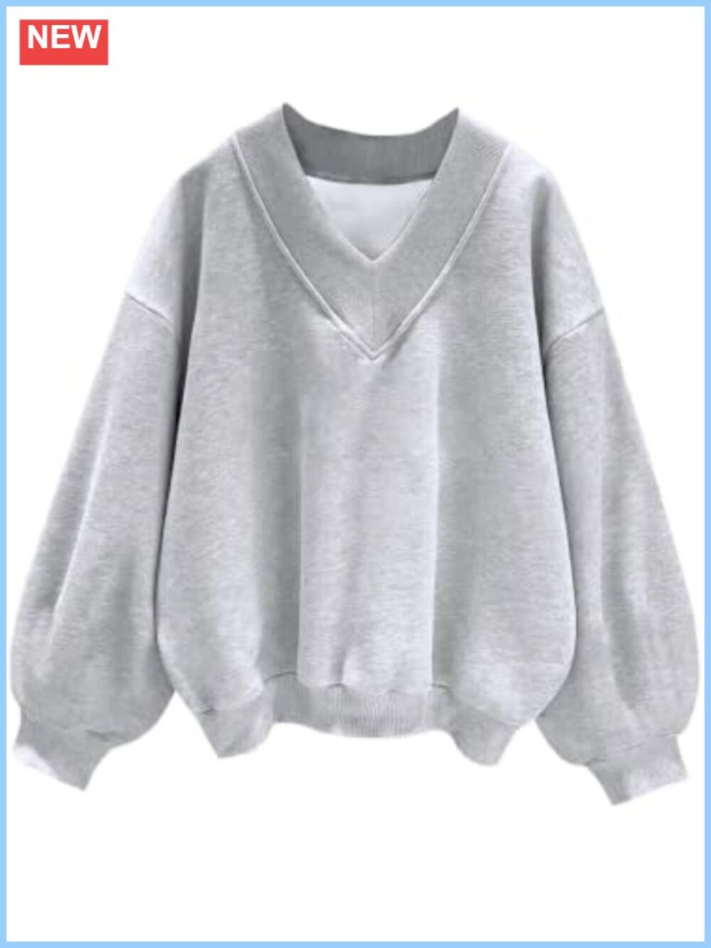 Oversized V-Neck Long Sleeve Pullover Sweatshirt for Women Cotton Blend